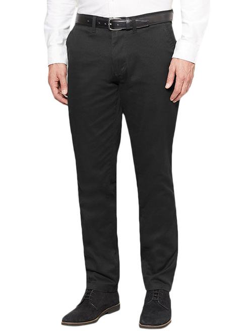 black cotton flat front formal trouser - 12270530 - Very Small Image - 1