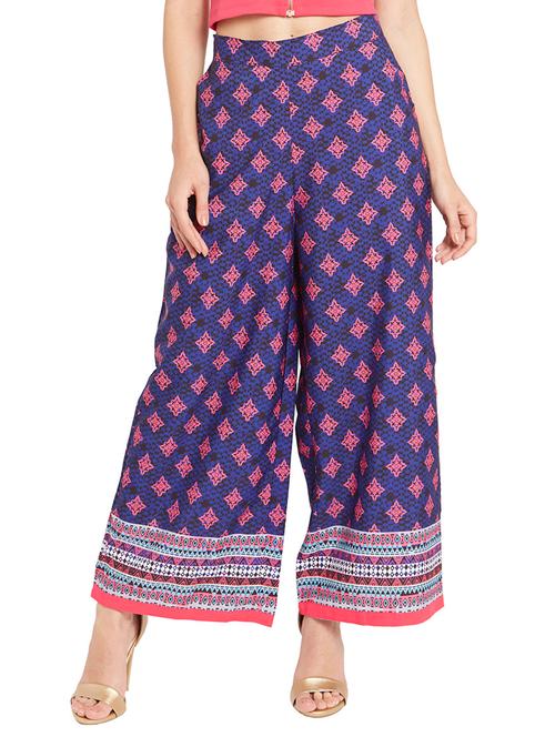 blue polyester palazzos - 12276524 - Very Small Image - 1
