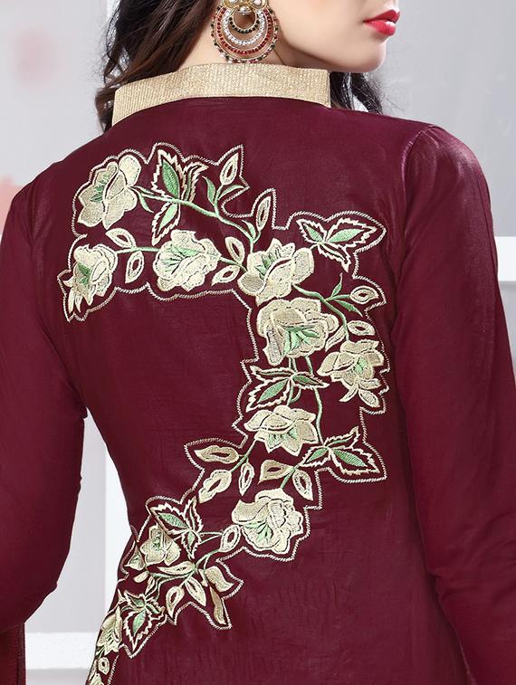 brown cotton unstitched suit - 12300726 - Zoom Image - 2