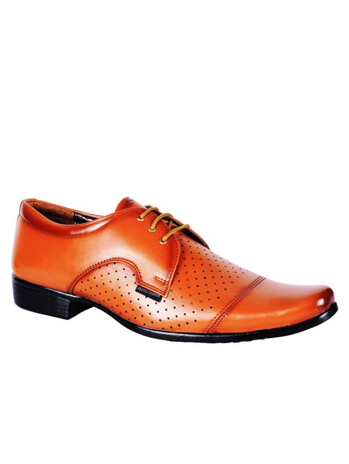 tan synthetic lace up derbies - 12369971 - Very Small Image - 1