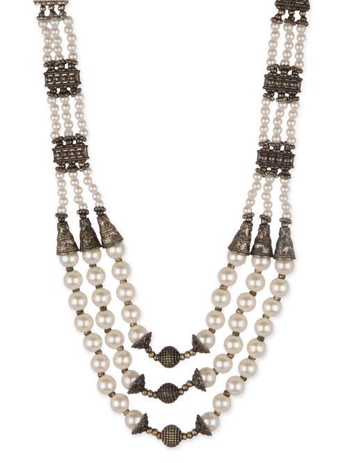 White beads embellished layered necklace - 12380155 - Very Small Image - 1