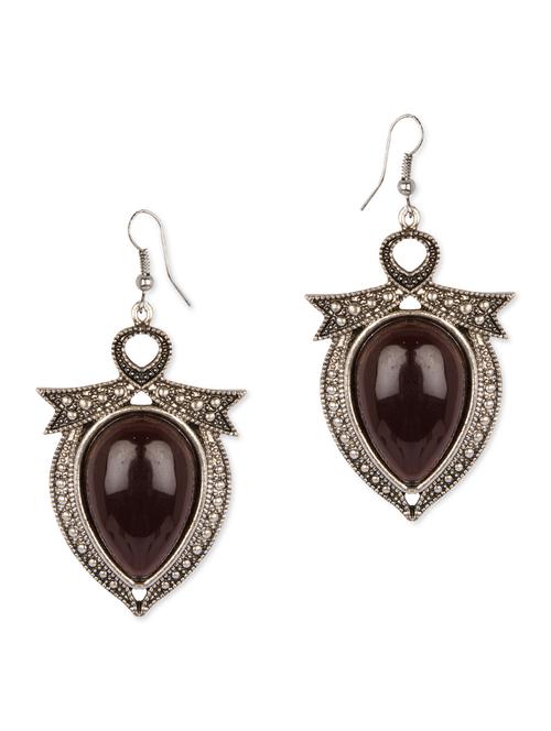 Antique silver embellished metal drop earrings - 12383485 - Very Small Image - 1