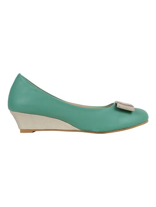 green Leatherette Bow Embellished Wedges - 1241156 - Very Small Image - 1