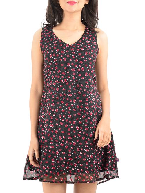 black printed chiffon dress - 12423396 - Very Small Image - 1