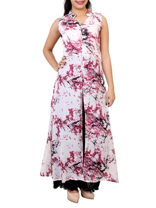 multicolored printed georgette maxi dress - 12437143 - Very Small Image - 1