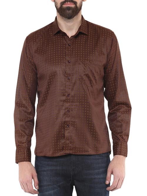 brown polyester casual shirt - 12445558 - Very Small Image - 1