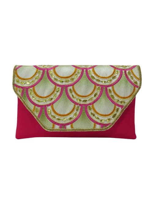 pink silk embellished clutch - 12458874 - Very Small Image - 1