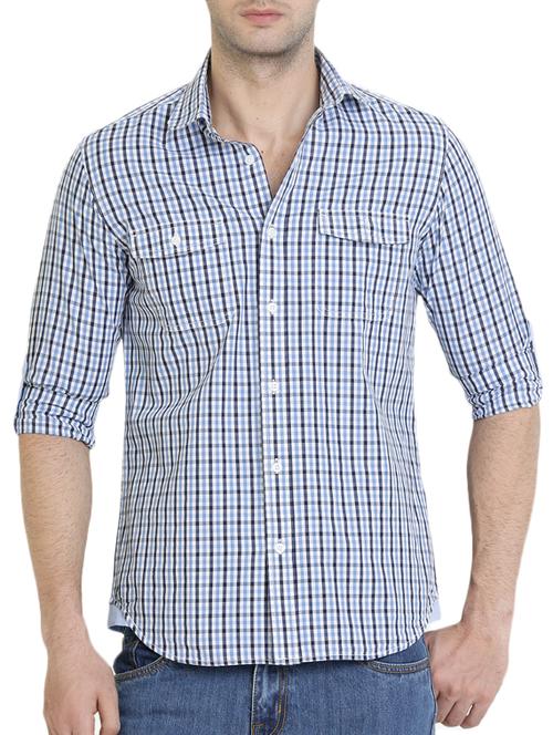 blue cotton casual shirt - 12479150 - Very Small Image - 1