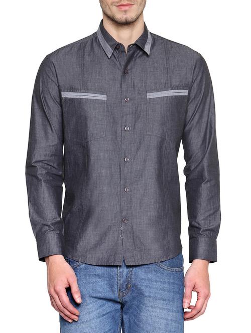 grey cotton casual shirt - 12488532 - Very Small Image - 1