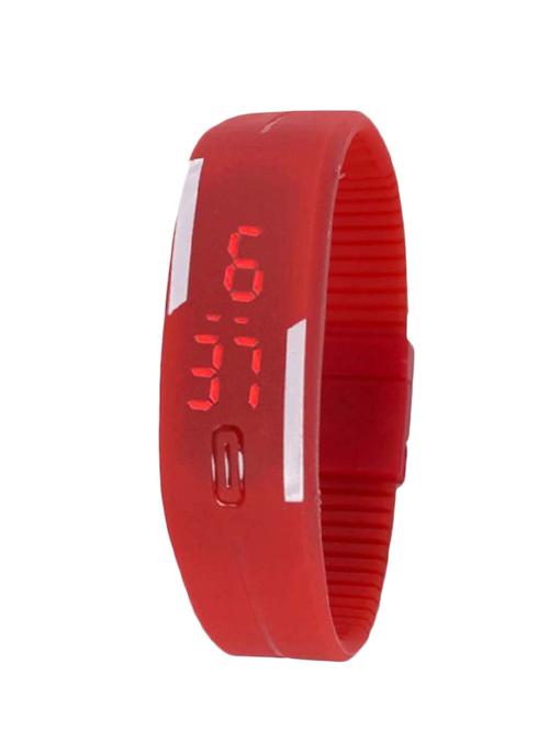 red silicone strap digital wrist watch - 12494933 - Very Small Image - 1