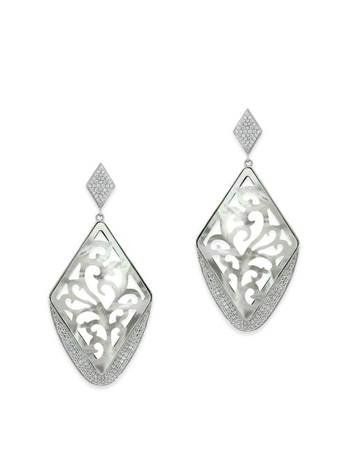 white silver drop earrings - 12508370 - Very Small Image - 1