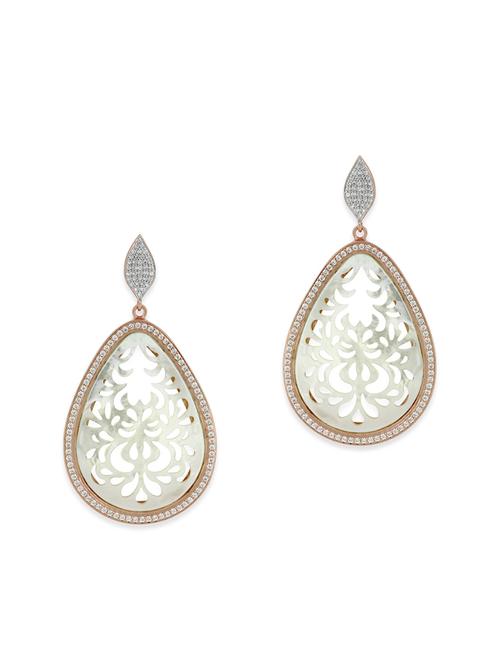white silver drop earrings - 12508386 - Very Small Image - 1