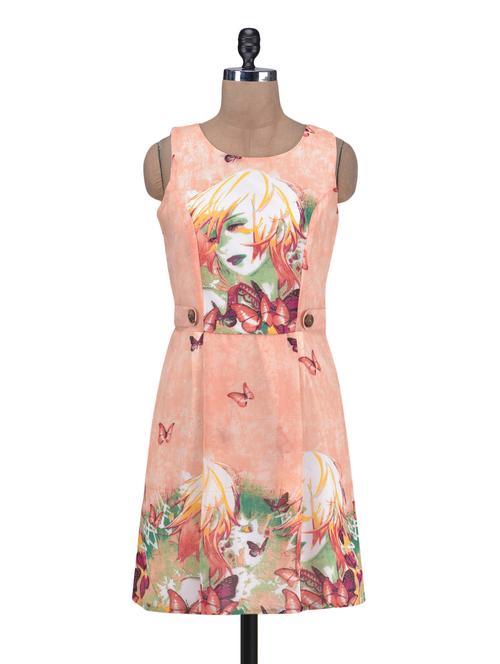 pink poly georgette printed dress - 1254700 - Very Small Image - 1