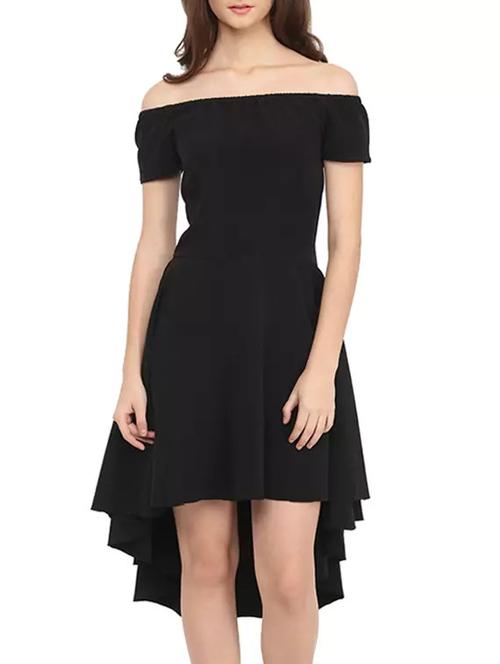 black polyester off shoulder dress - 12584224 - Very Small Image - 1