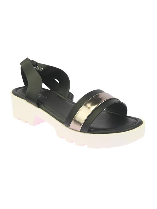 black faux leather back strap sandals - 12589412 - Very Small Image - 1