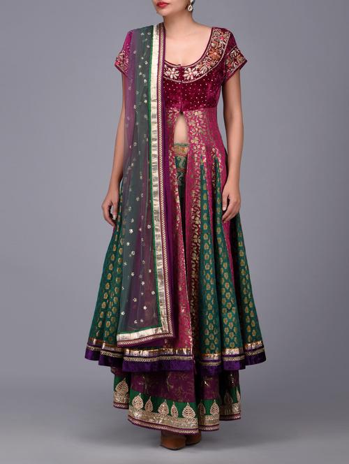 multicoloured brocade embroidered lehenga set - 1261347 - Very Small Image - 1