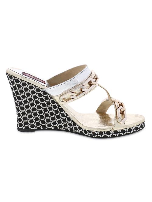 gold embellished faux leather wedges - 1271030 - Very Small Image - 1