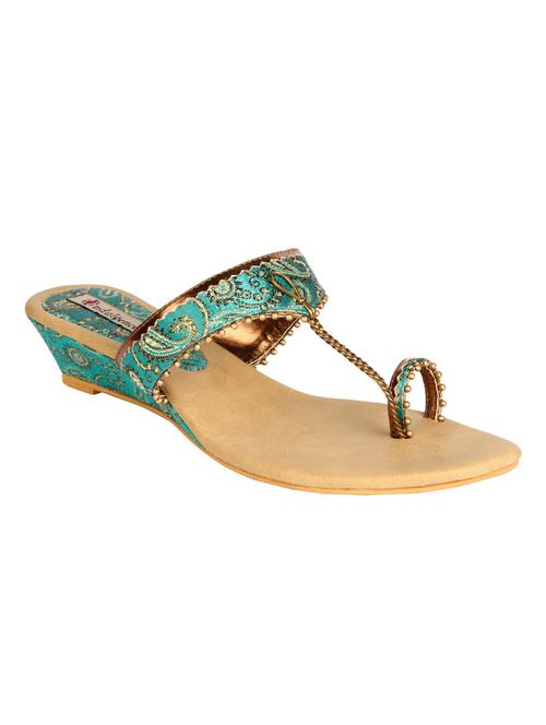 turquoise one toe  wedge - 12753865 - Very Small Image - 1
