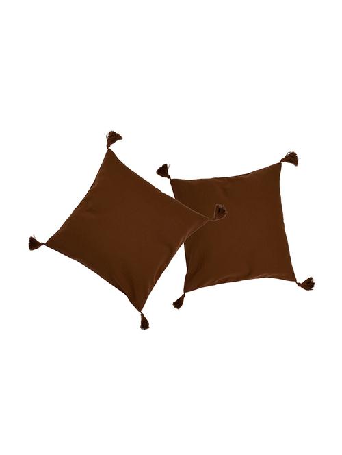 rosara amber tassel trim brown cushion cover set of 2 - 12779811 - Very Small Image - 1