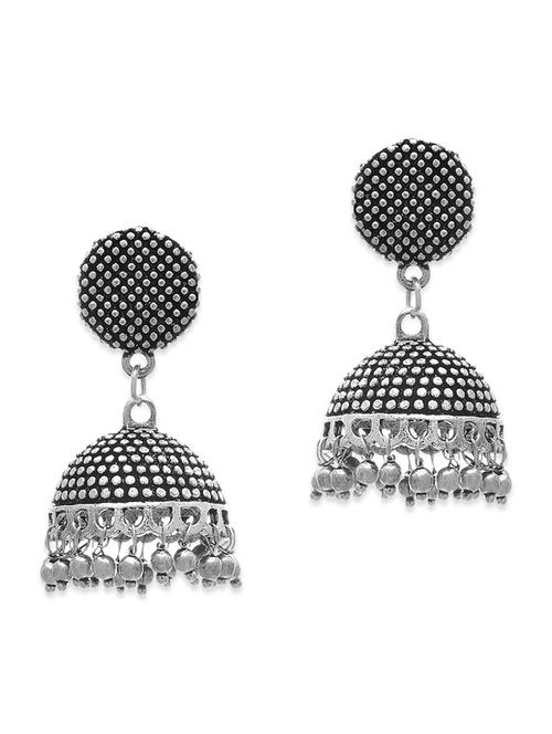 silver metal jhumka earrings - 12784741 - Very Small Image - 1