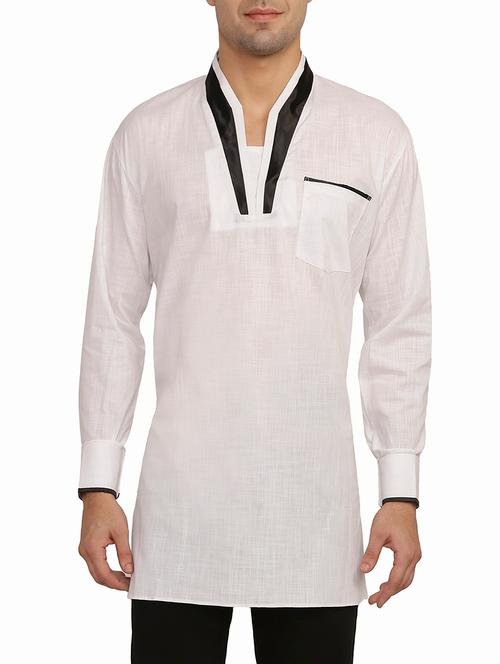 white cotton kurta - 12787156 - Very Small Image - 1