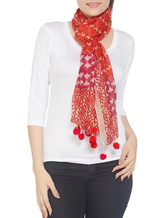 red cotton stole - 12795890 -  Zoom Image - 0