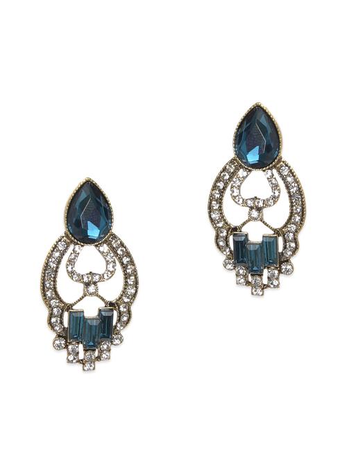 gold and blue embellished dangle earrings - 1280446 - Very Small Image - 1