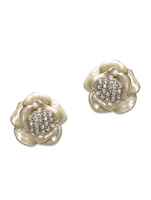 gold and clear embellished flower studs - 1280482 - Very Small Image - 1