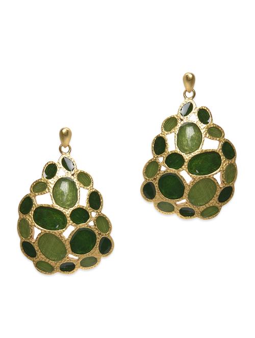 gold and green drop earrings - 1280542 - Very Small Image - 1