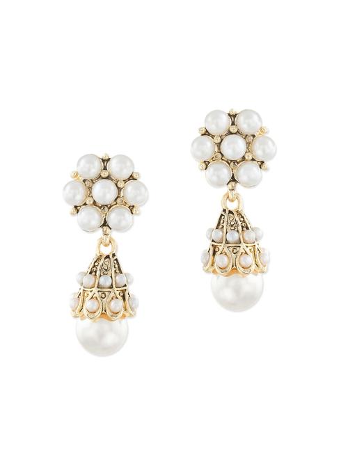 white metal drop earrings - 12816215 - Very Small Image - 1