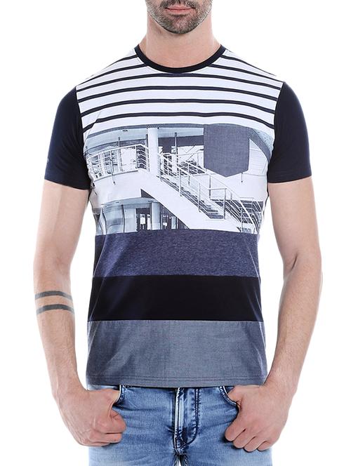 blue cotton printed t-shirt - 12817628 - Very Small Image - 1
