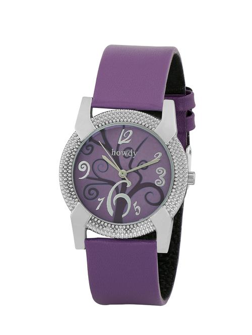 Studded Analog Purple Dial With Purple Strap Watch - 12818329 - Very Small Image - 1