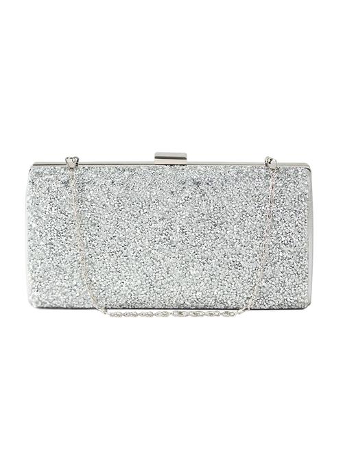 silver leatherette clutch - 12866388 - Very Small Image - 1