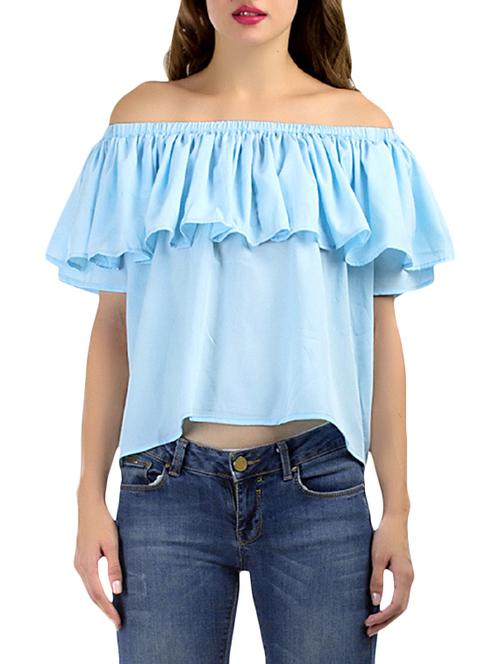 off shoulder ruffle layered top - 12881853 - Very Small Image - 1