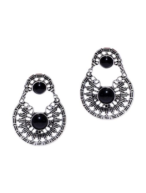 black acrylic stone and antique silver dangler earrings - 1289373 - Very Small Image - 1