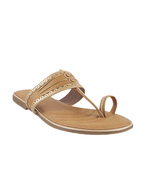 beige one toe kolhapuri - 12899430 - Very Small Image - 1