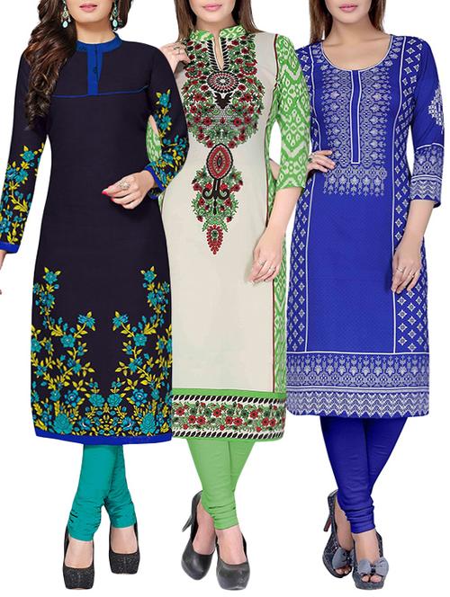 multi colored synthetic combos kurta - 12909448 - Very Small Image - 1
