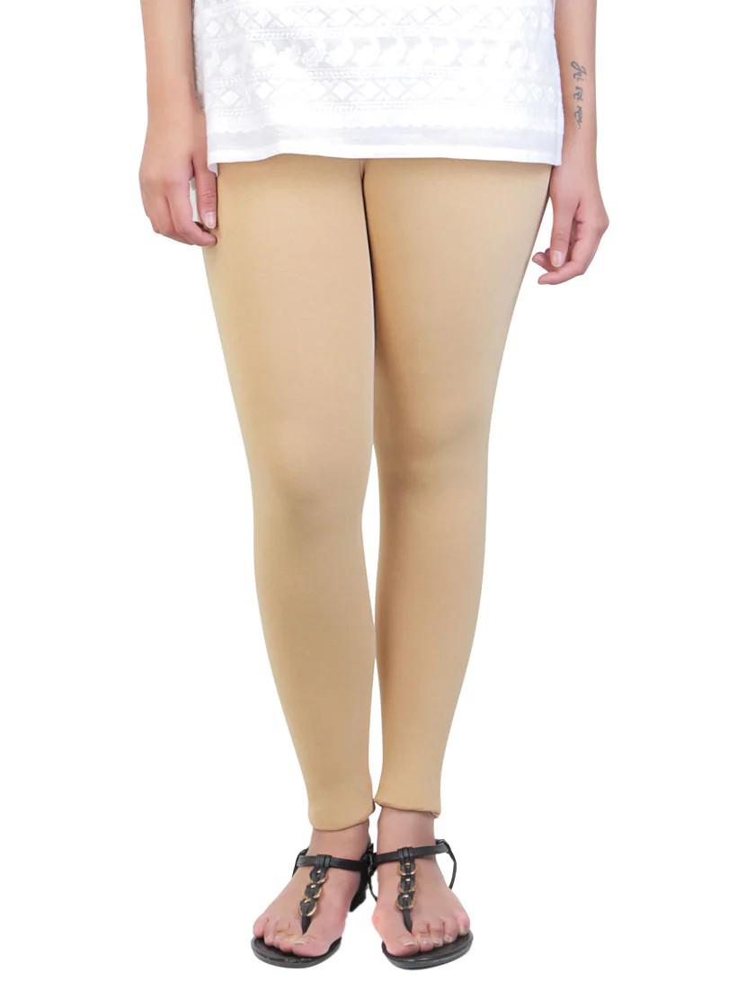 beige solid ankle length legging - 12911993 -  Zoom Image - 0