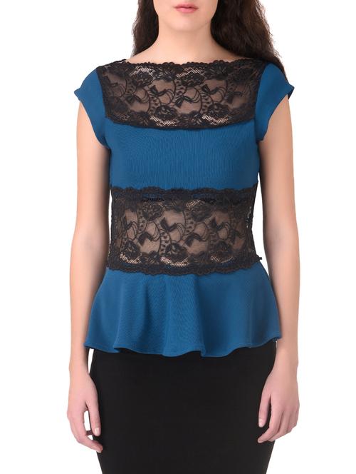 blue spandex peplum top - 12919740 - Very Small Image - 1
