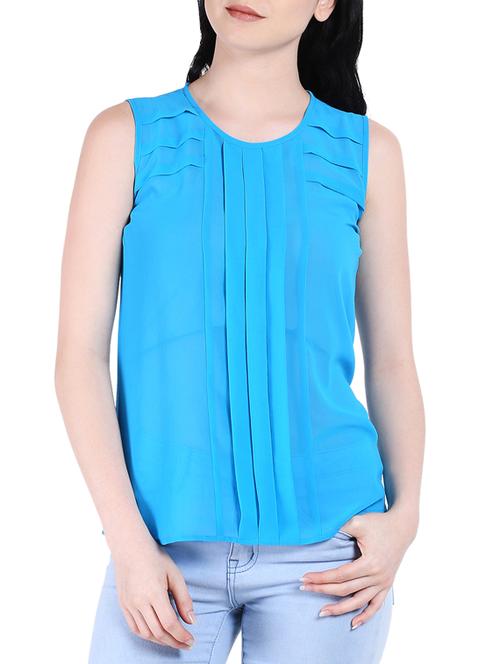 blue georgette regular top - 12927545 - Very Small Image - 1