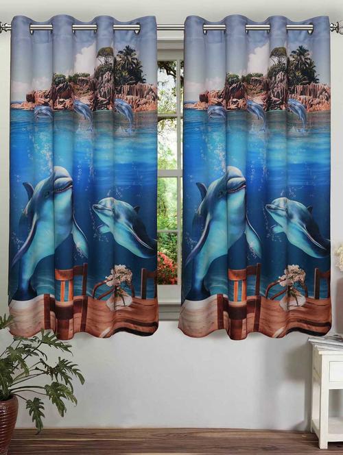 lushomes digitally printed marine polyster blackout curtains with 6 metal eyelets for windows - 12929615 - Very Small Image - 1
