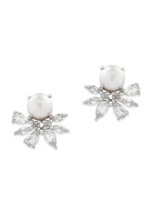 white silver studs earrings - 12929957 - Very Small Image - 1