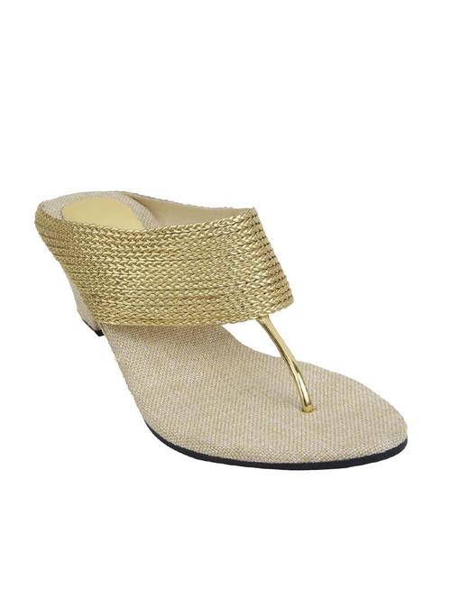 gold leatherette toe separator sandals - 12930172 - Very Small Image - 1