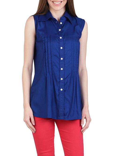 blue viscose regular shirt - 12934113 - Very Small Image - 1