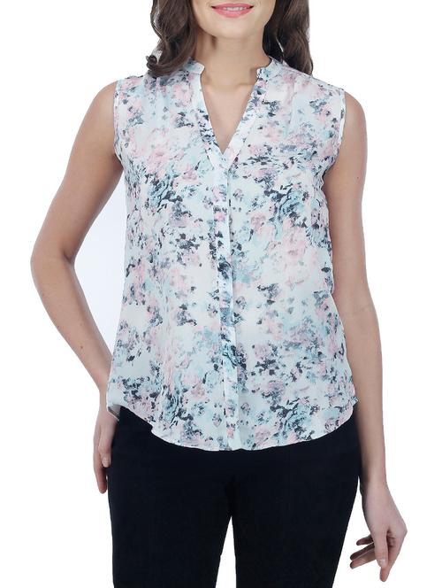 white printed polyester regular shirt - 12963737 - Very Small Image - 1