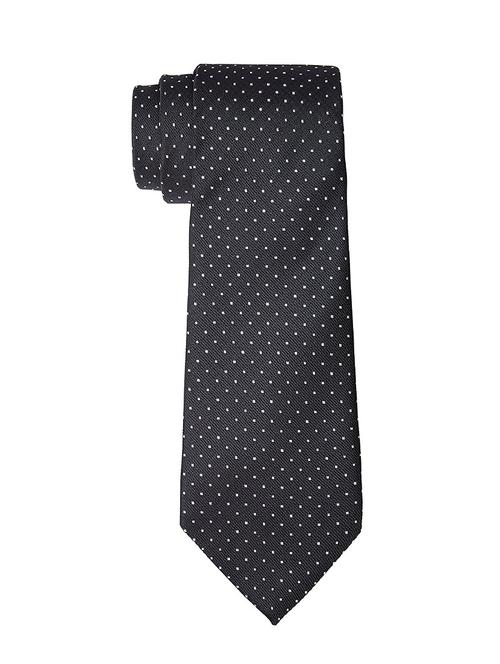 solid black with small white polka dots microfibre tie - 12993392 - Very Small Image - 1