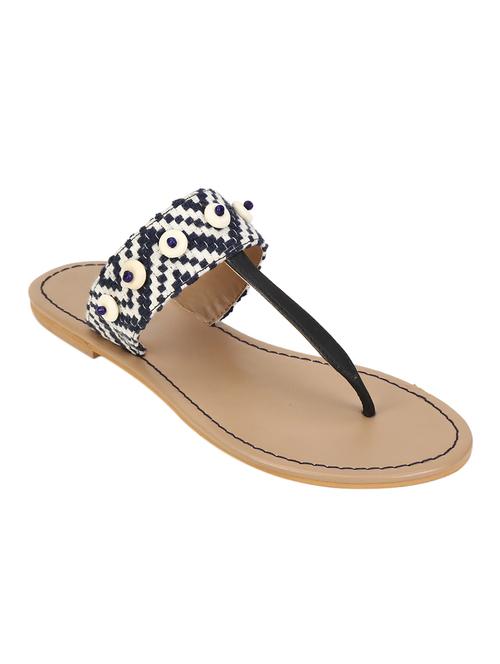 black leatherette tstrap sandals - 13005938 - Very Small Image - 1