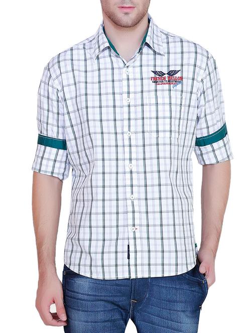white cotton checked casual shirt - 13007903 - Very Small Image - 1