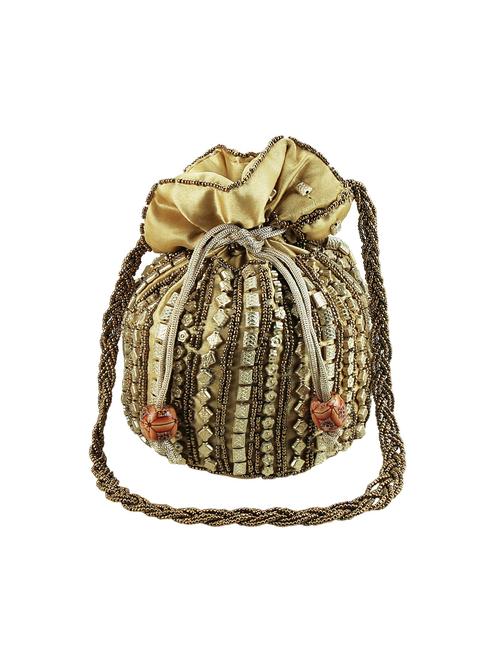 gold velvet ethnic potli - 13013380 - Very Small Image - 1