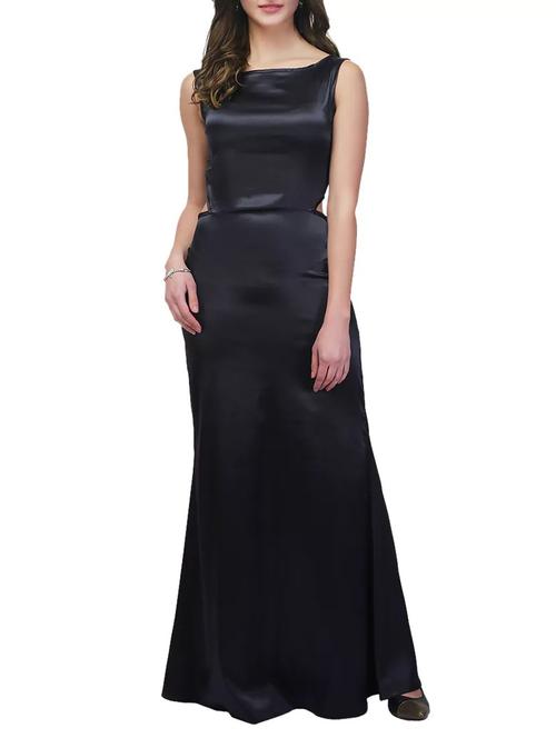 Black Satin Maxi Dress - 13014539 - Very Small Image - 1
